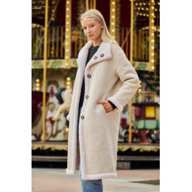 Manteau Long Réversible en Fausse Fourrure