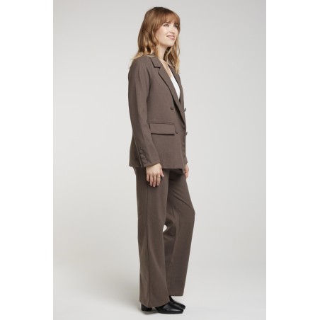 Pantalon en Laine Coupe Droite Taupe