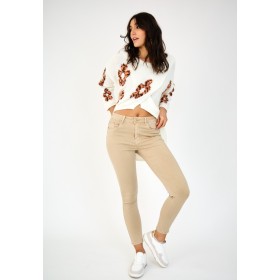 Pantalon Slim Beige Taille Haute Effet Push Up