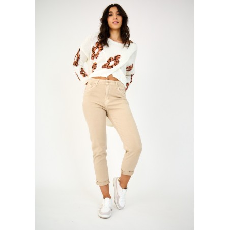 Pantalon Mom Beige Confort et Style Assurés