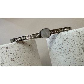 Bracelet Argenté Jonc avec Nacre